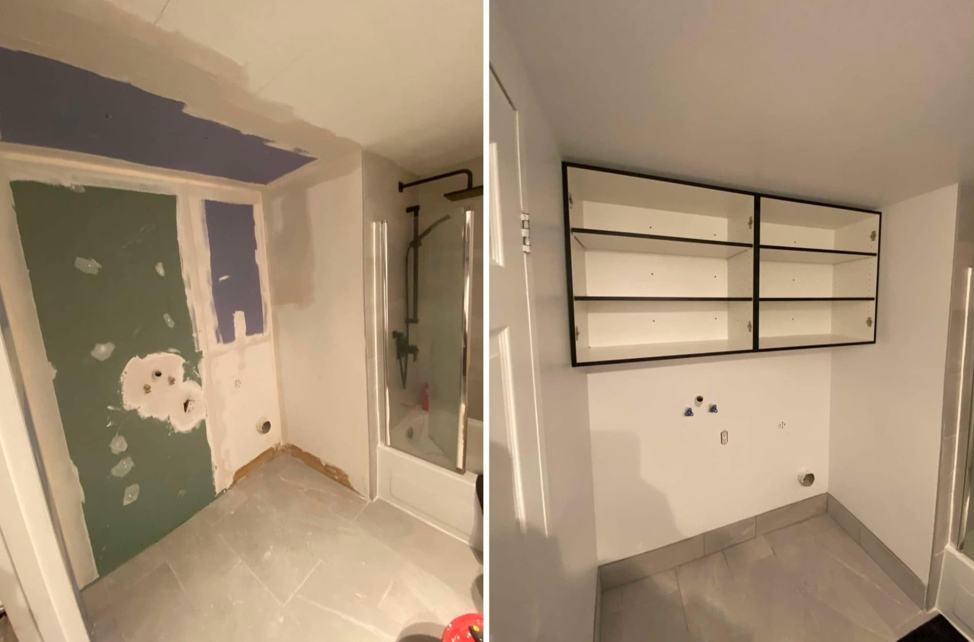 Salle de bain : réparation de gypse et finition peinte